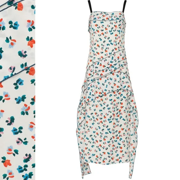 $650 RETAIL Jason Wu Floral Silk Midi Dress Mermaid Core - Picture 5 of 5